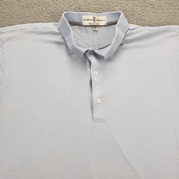 Fairway and Greene Shirt Mens XL‎ Blue Striped Short Sleeve Golf Polo - Picture 2 of 14